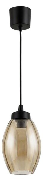 Brilagi - LED Lustr na lanku R GLASS 1xE27/60W/230V pr. 17 cm černá/kouř béžová