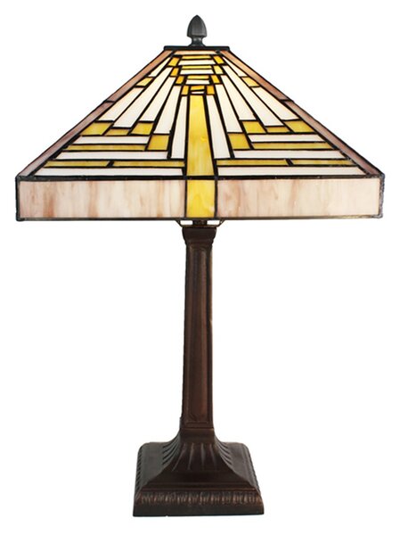 Pyramidová stolní lampa Tiffany - 31*31*48 cm E27/max 1*60W - Clayre & Eef