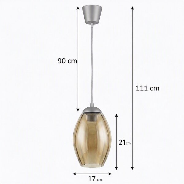 Brilagi - LED Lustr na lanku GLASS 1xE27/60W/230V pr. 17 cm stříbrná/kouř béžová