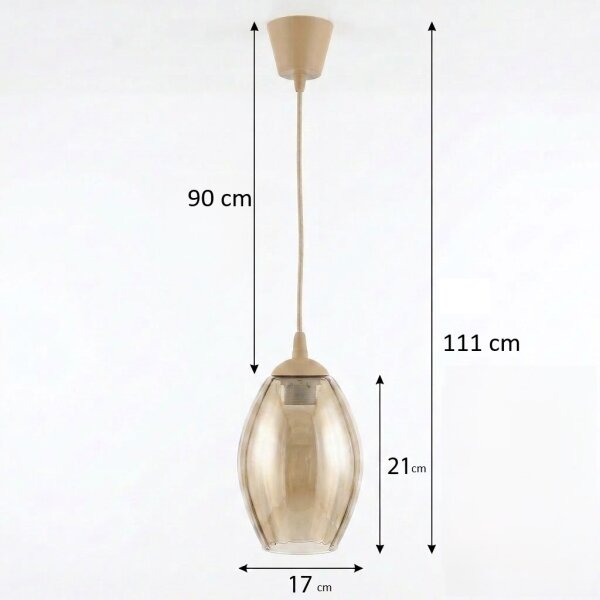 Brilagi - LED Lustr na lanku R GLASS 1xE27/60W/230V pr. 17 cm béžová/kouř béžová