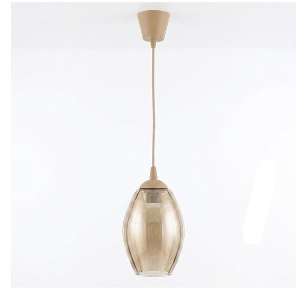 Brilagi - LED Lustr na lanku R GLASS 1xE27/60W/230V pr. 17 cm béžová/kouř béžová