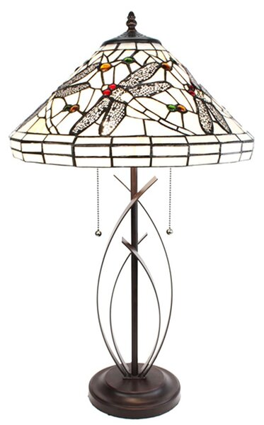 Stolní lampa Tiffany White Dragonfly - 41x69 cm E27/max 2x40W - Clayre & Eef