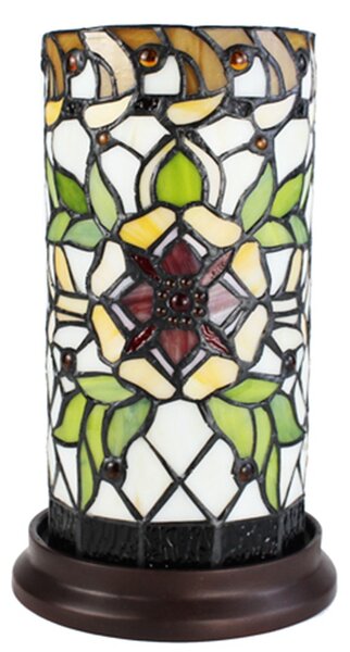 Válcovitá stolní lampa Tiffany s květinou Flo - Ø 15*26 cm E14/max 1*40W - Clayre & Eef