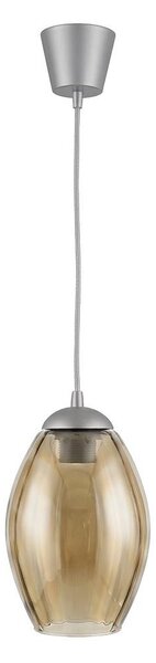 Brilagi - LED Lustr na lanku GLASS 1xE27/60W/230V pr. 17 cm stříbrná/kouř béžová