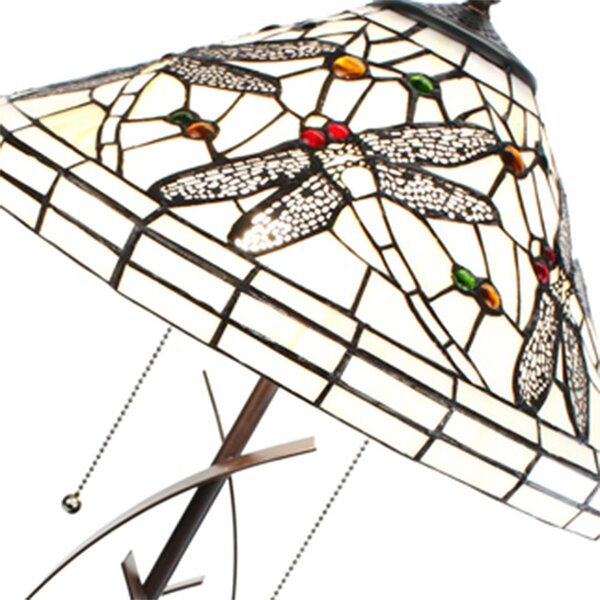 Stolní lampa Tiffany White Dragonfly - 41x69 cm E27/max 2x40W - Clayre & Eef