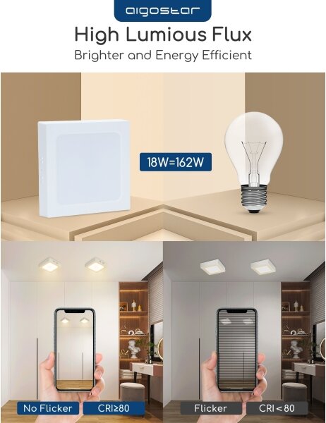 Aigostar - LED Stropní přisazené svítidlo LED/18W/230V 3000K 22,6x22,6 cm bílá