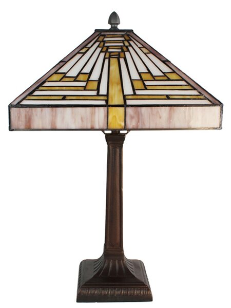 Pyramidová stolní lampa Tiffany - 31*31*48 cm E27/max 1*60W - Clayre & Eef