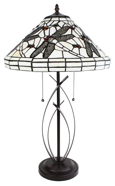 Stolní lampa Tiffany White Dragonfly - 41x69 cm E27/max 2x40W - Clayre & Eef