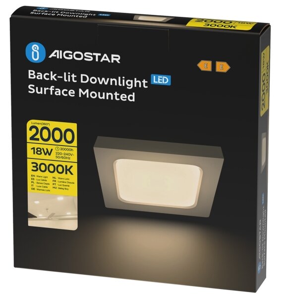 Aigostar - LED Stropní přisazené svítidlo LED/18W/230V 3000K 22,6x22,6 cm bílá