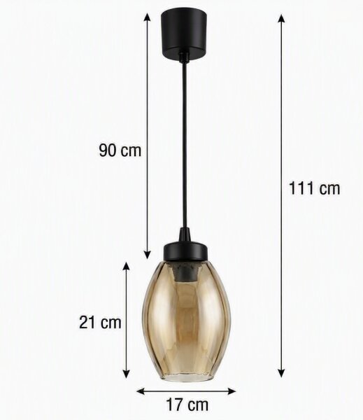 Brilagi - LED Lustr na lanku R GLASS 1xE27/60W/230V pr. 17 cm černá/kouř béžová