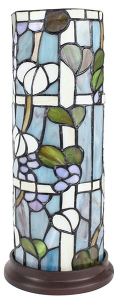 Válcovitá stolní lampa Tiffany s květy Vistaria - Ø 15*36 cm E14/max 1*40W - Clayre & Eef