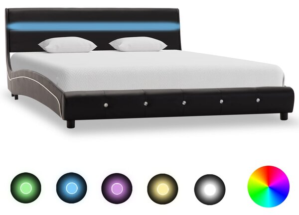 Rám postele s LED osvětlením černý umělá kůže 135 x 190 cm