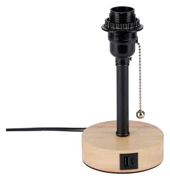 Brilagi - Stolní lampa s USB portem TABLON 1xE27/25W/230V dub/černá