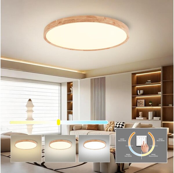 Brilagi - LED Stropní svítidlo WOODROUND LED/40W/230V 3000/4000/6000K pr. 60 cm