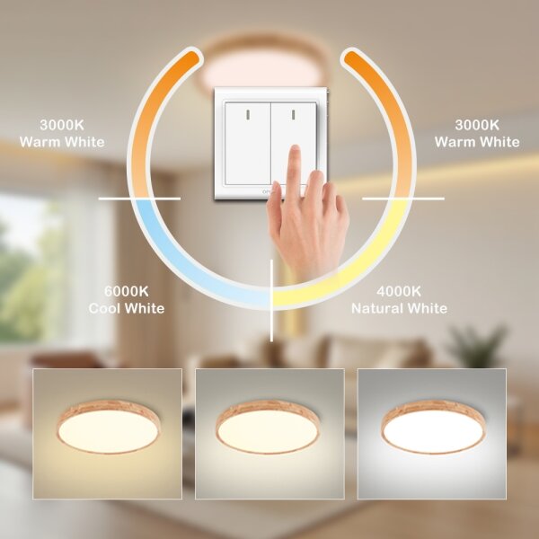 Brilagi - LED Stropní svítidlo WOODROUND LED/30W/230V 3000/4000/6000K pr. 40 cm