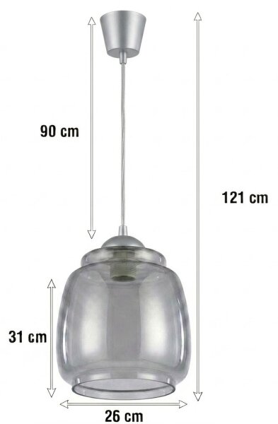Brilagi - LED Lustr na lanku R GLASS 1xE27/60W/230V pr. 26 cm stříbrná/kouř šedá