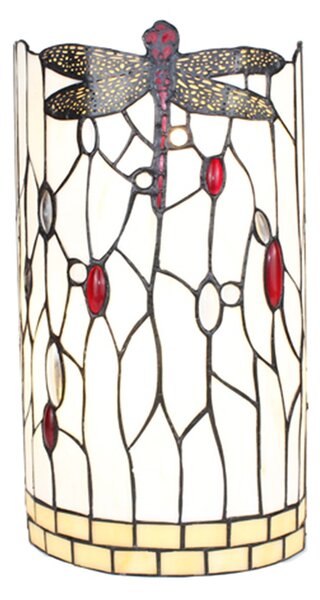 Bílá nástěnná lampa Tiffany s vážkou DragonFly - 20*10*36 cm E14/max 2*25W