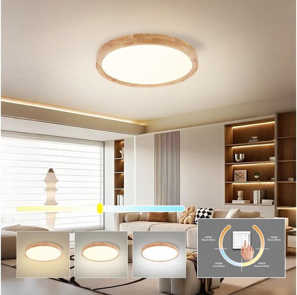 Brilagi - LED Stropní svítidlo WOODROUND LED/30W/230V 3000/4000/6000K pr. 40 cm
