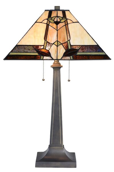 Béžovo-hnědá stolní lampa Tiffany Silvia - 45*45*80 cm E27/max 2*60W - Clayre & Eef