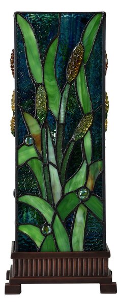 Zelená hranatá stolní lampa Tiffany Squilla - 18*18*45 cm E27/max 1*60W - Clayre & Eef