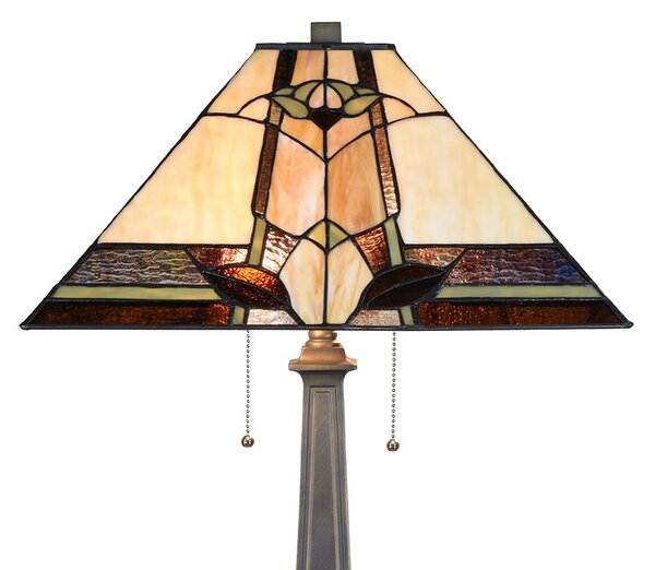 Béžovo-hnědá stolní lampa Tiffany Silvia - 45*45*80 cm E27/max 2*60W - Clayre & Eef