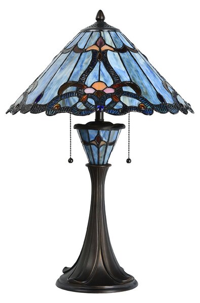 Modrá stolní lampa Tiffany Niebbo - Ø 40*61 cm E27/max 2*60W - Clayre & Eef
