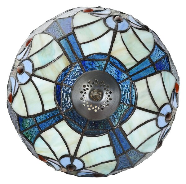 Modrá stolní Tiffany lampa Hilla - Ø 25*40 cm E14/max 1*40W - Clayre & Eef