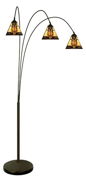 Béžovo-hnědá stojací lampa Tiffany Silvia - 91*50*200 cm E27/max 3*60W - Clayre & Eef