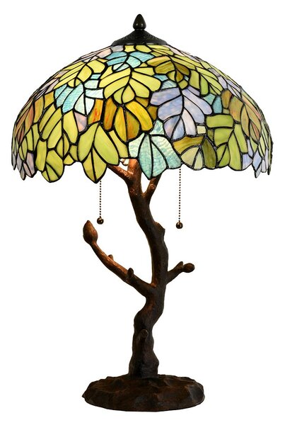 Zelená stolní lampa Tiffany Giallo - Ø 40*60 cm / E27/max 2*60W - Clayre & Eef