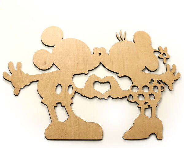 Dřevěná nástěnná dekorace Mickey a Minnie