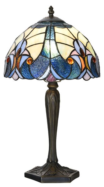 Modrá stolní Tiffany lampa Hilla - Ø 25*40 cm E14/max 1*40W - Clayre & Eef