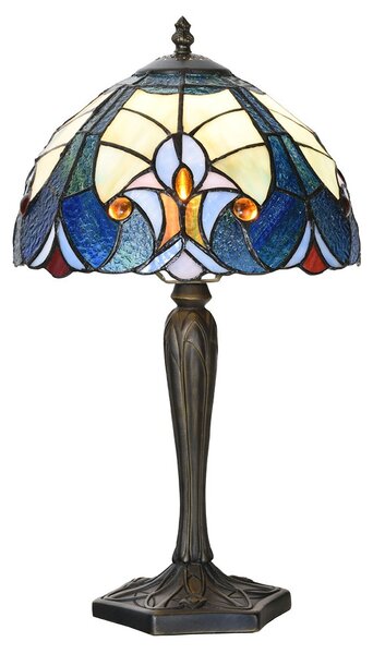 Modrá stolní Tiffany lampa Hilla - Ø 25*40 cm E14/max 1*40W - Clayre & Eef
