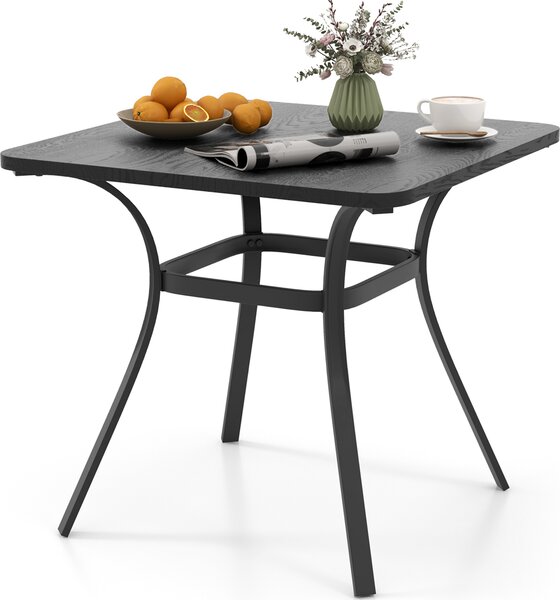 KOMFOTTEU zahradní stl 80x80cm, tvercový stl z kovu se 4 zahnutými nohami, balkonový stl jídelní stl pro 4 osoby, odkládací stolek na zahradu venku na dvoe