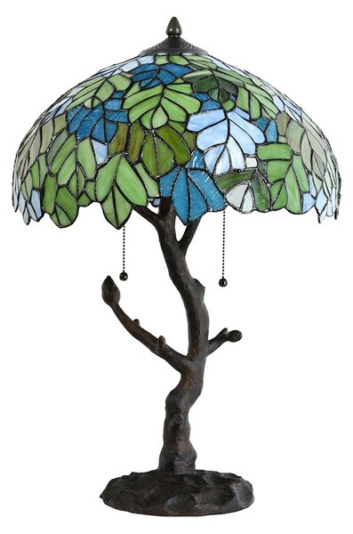Zelená stolní lampa Tiffany Giallo - Ø 40*60 cm / E27/max 2*60W - Clayre & Eef