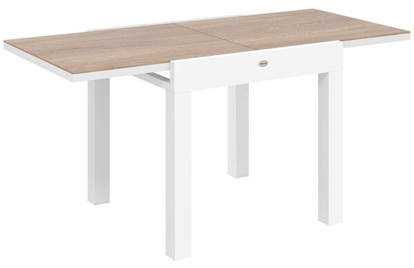 Rozkládací zahradní stůl Outsunny 80/160x80x75 cm, obdélníkový stůl pro 4-6 osob s hliníkovým rámem a PSPC vrchní deskou, na terasu, balkon a venkovní