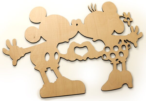 Dřevěná nástěnná dekorace Mickey a Minnie