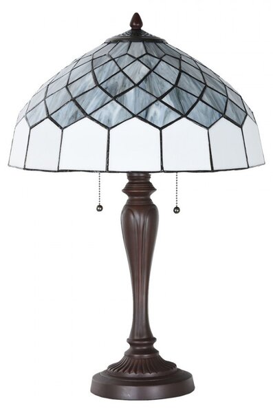 Bílo-šedá stolní lampa Tiffany Paulette - Ø 40*58 cm E27/ 2*60W - Clayre & Eef