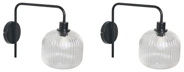 Sada 2 nástěnných lamp COMAPALA Kov Černá
