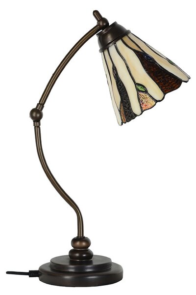 Béžovo-hnědá stolní lampa Tiffany Titto - Ø 27*51 cm E14/max 1*40W - Clayre & Eef