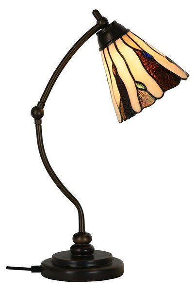 Béžovo-hnědá stolní lampa Tiffany Titto - Ø 27*51 cm E14/max 1*40W - Clayre & Eef