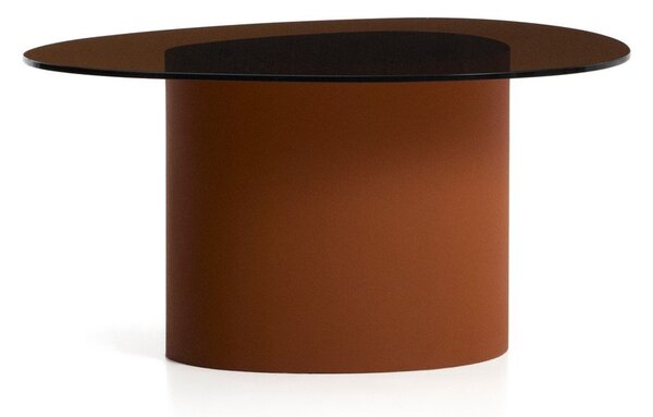 Hnědý konferenční stolek se skleněnou deskou 74x81,5 cm Olir – Kave Home