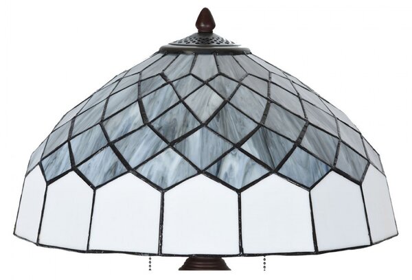 Bílo-šedá stolní lampa Tiffany Paulette - Ø 40*58 cm E27/ 2*60W - Clayre & Eef