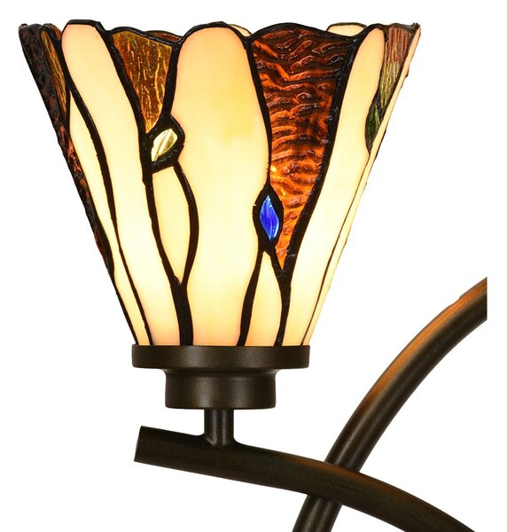 Béžovo-hnědá stolní lampa Tiffany Titto se 2květy - 46*28*63 cm E14/max 2*40W - Clayre & Eef