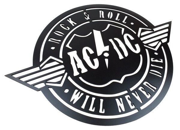 Dřevěná nástěnná dekorace AC/DC černá