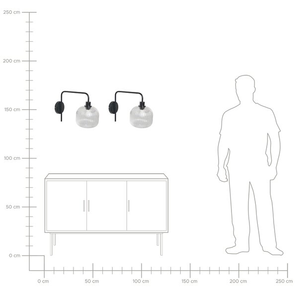 Sada 2 nástěnných lamp COMAPALA Kov Černá