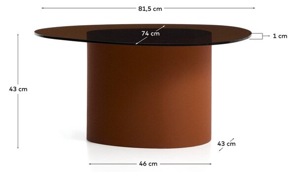 Hnědý konferenční stolek se skleněnou deskou 74x81,5 cm Olir – Kave Home