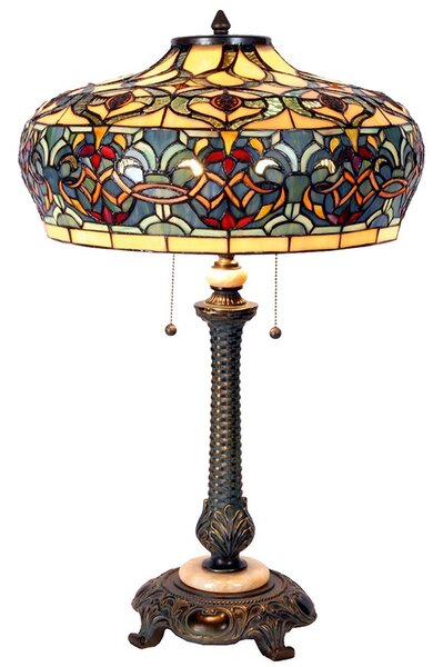 Modrá stolní Tiffany lampa Maesinet - Ø 47*71 cm E27/max 2*60W - Clayre & Eef