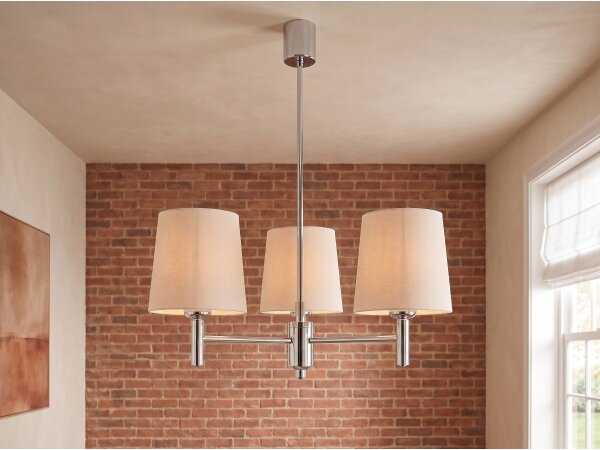 Brilagi - Lustr na tyči MONTE 3xE27/60W/230V béžová/lesklý chrom