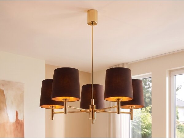 Brilagi - Lustr na tyči MONTE 5xE27/60W/230V hnědá/zlatá