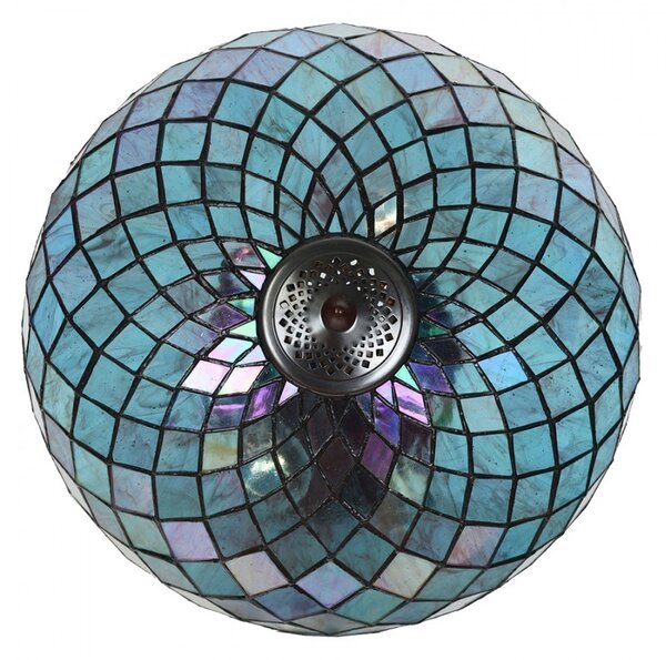 Modrá stolní lampa Tiffany Blue Ocean - Ø 40*61cm - Clayre & Eef